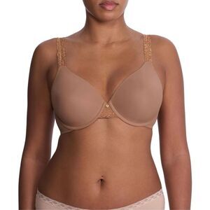 Natori Women’s 36DDD Double Lace Trim Full Fit Bra Comfort Lift Suntan 736037